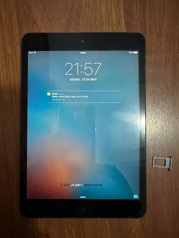 IIpad mini sim chip 32gb wi-fi preto black perfeito com capa flip carteira nova gratis  - Foto 3