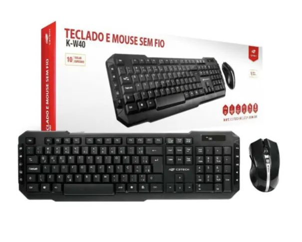 Kit Teclado e Mouse Sem Fio C3tech K-W40BK 2.4GHZ 10M - WZetta