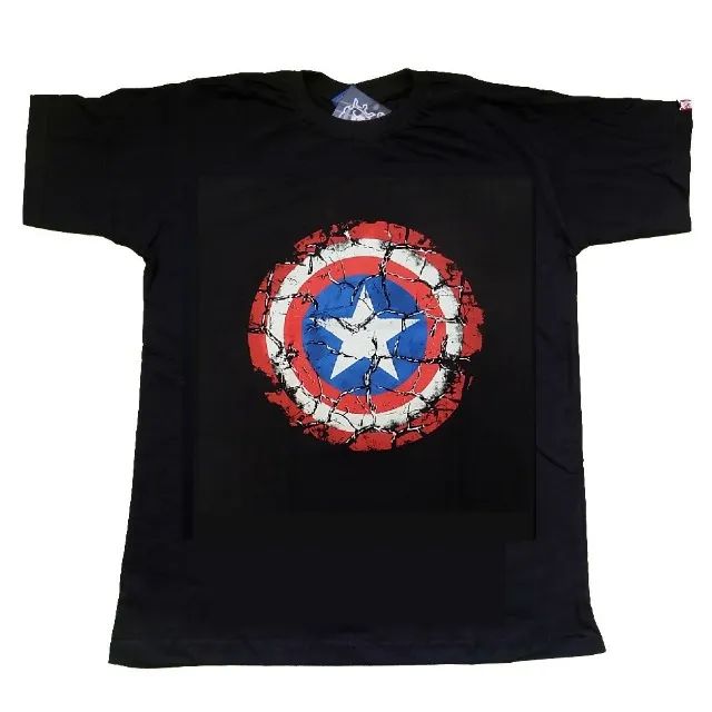 Camisas Moda Masculina Estampas Banda Filme Desenho HQ Manga Curta Gola Careca