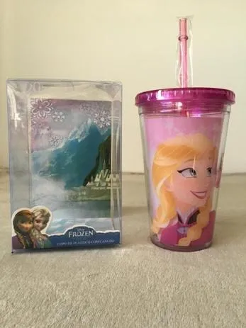 Copo com Canudo Ana Frosen 450ml