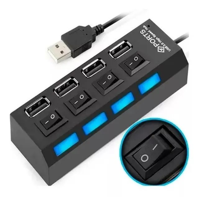 Hub Usb 4 Portas Usb 2.0 Pendrive Mouse Teclado Pc - Foto 5