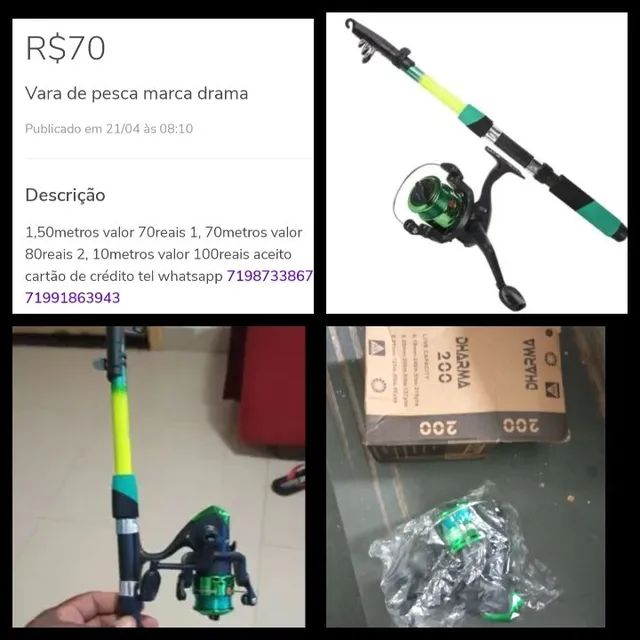 Vara de pesca 1,70m marca drama nova  - Foto 4