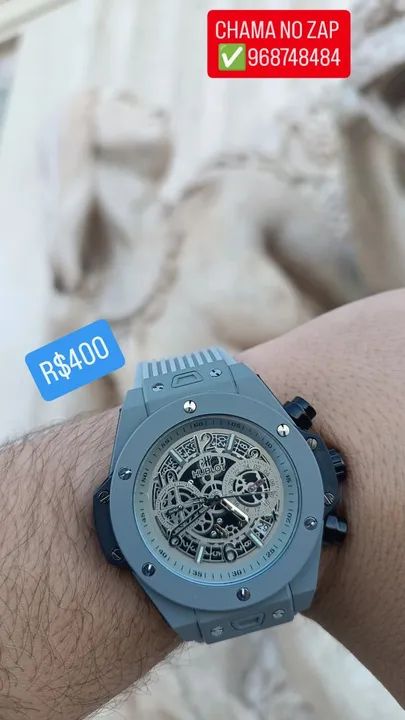 Relógio HUBLOT SKELETON FUNCIONAL CINZA DISPONÍVEL 
