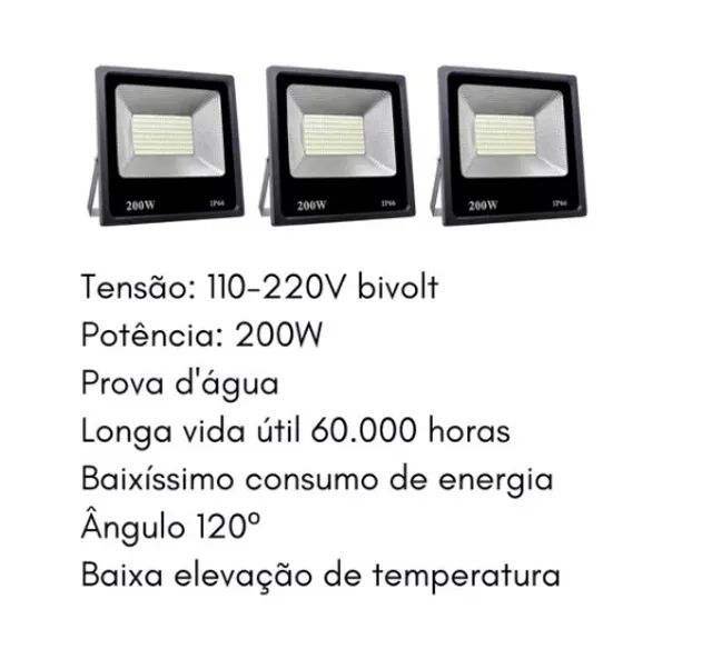 Refletor Led 200w Prova D'água 110v/220v Branco Frio Potente - Foto 3
