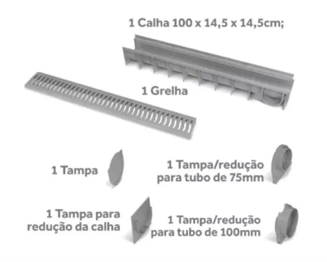 Calha Piso Calçada Roma C/ Grelha 100x15 1,5 Ton - Foto 2