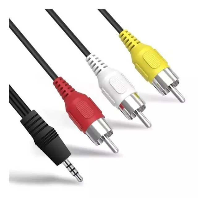 Cabo Auxiliar P2 X 3 Rca Audio e Video Imagem - Foto 5