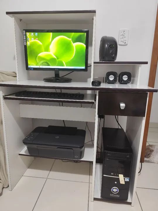 Computador Completo com Monitor e Mesa e Impressora e cadeira  - Foto 2