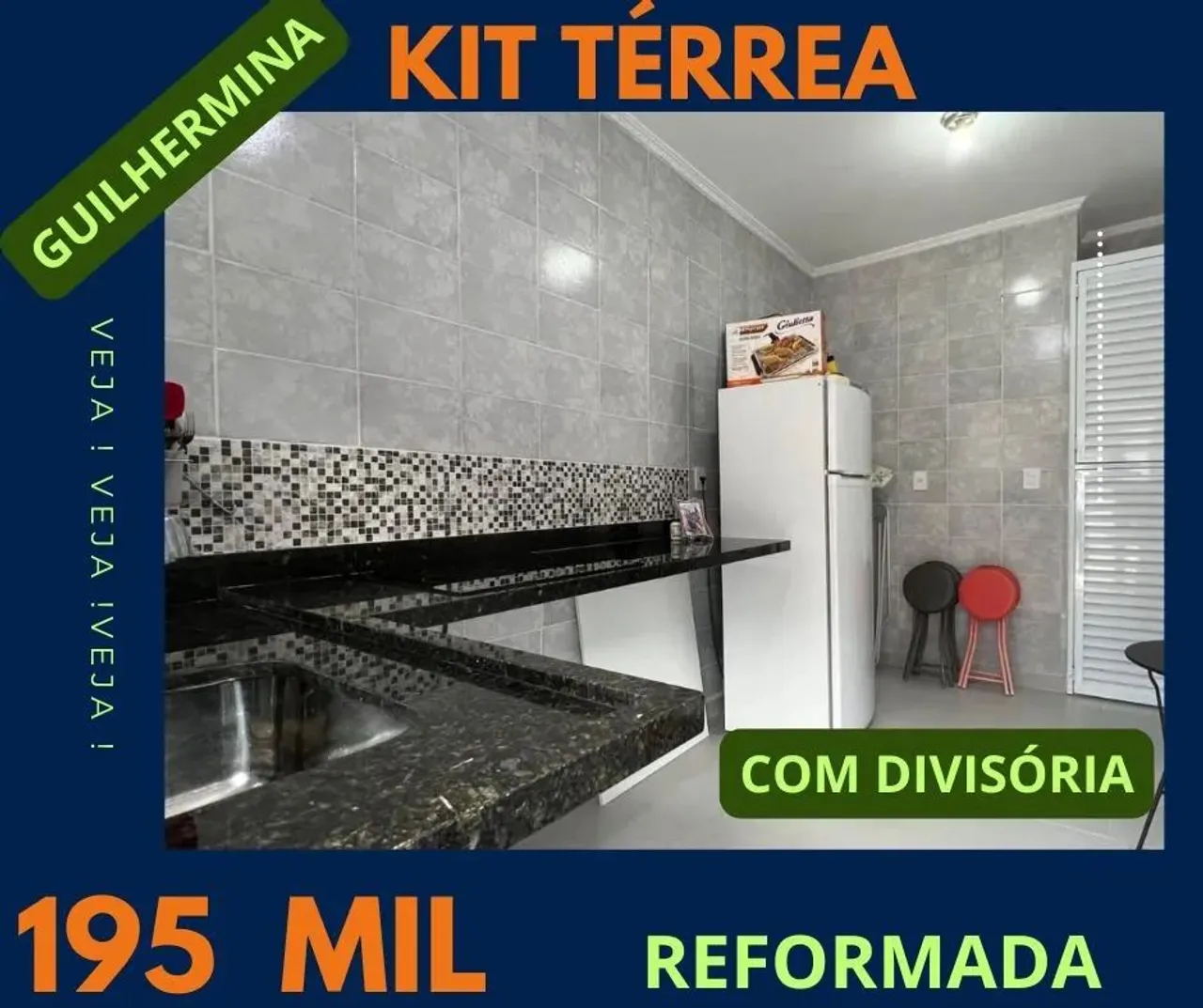 Kitnet para Venda em Praia Grande, Guilhermina, 1 dormitório, 1 banheiro, 1 vaga