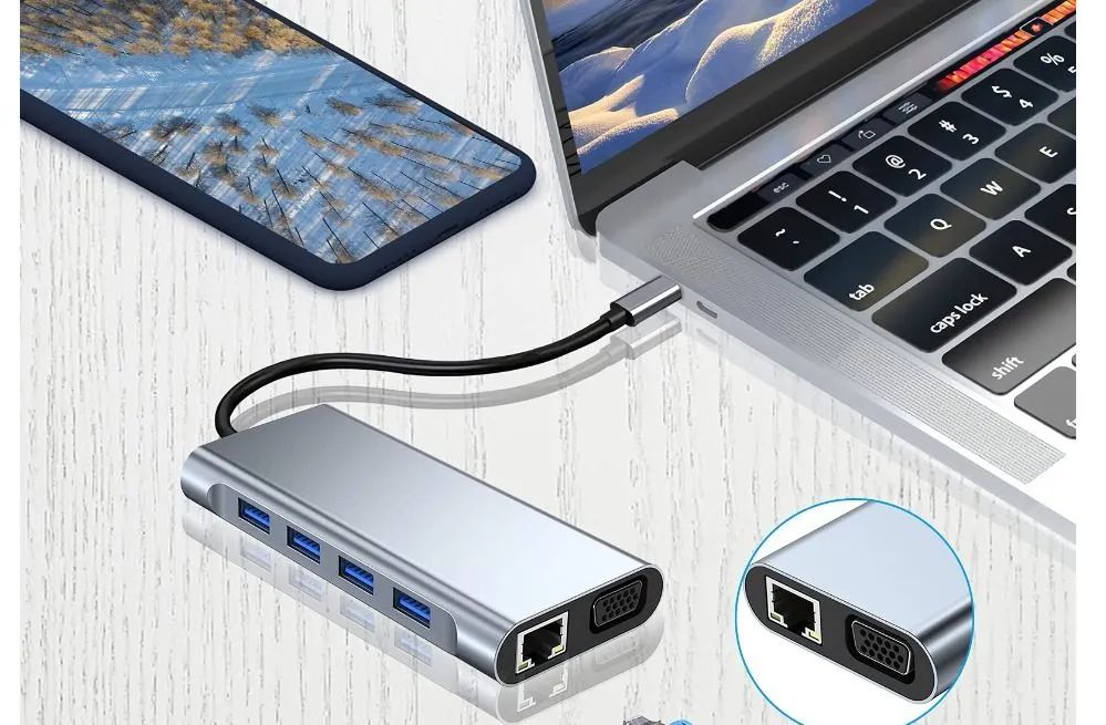 Adaptador Hub e Leitor de cartão 11 em 1, Tipo C, HDMI, VGA, para TV, Notebook, PC - Foto 5
