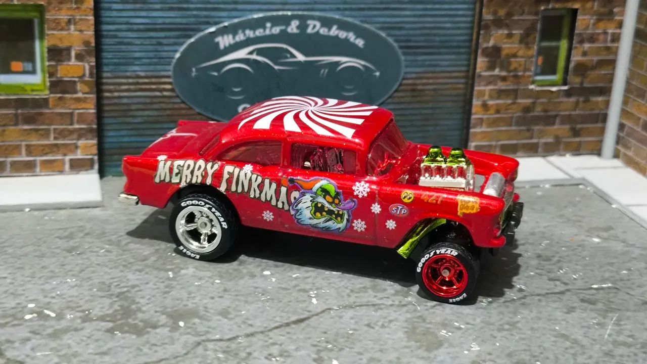 Hot Wheels Chevy Bel-Air Gasser - Merry Finkmas - Custom  - Foto 5