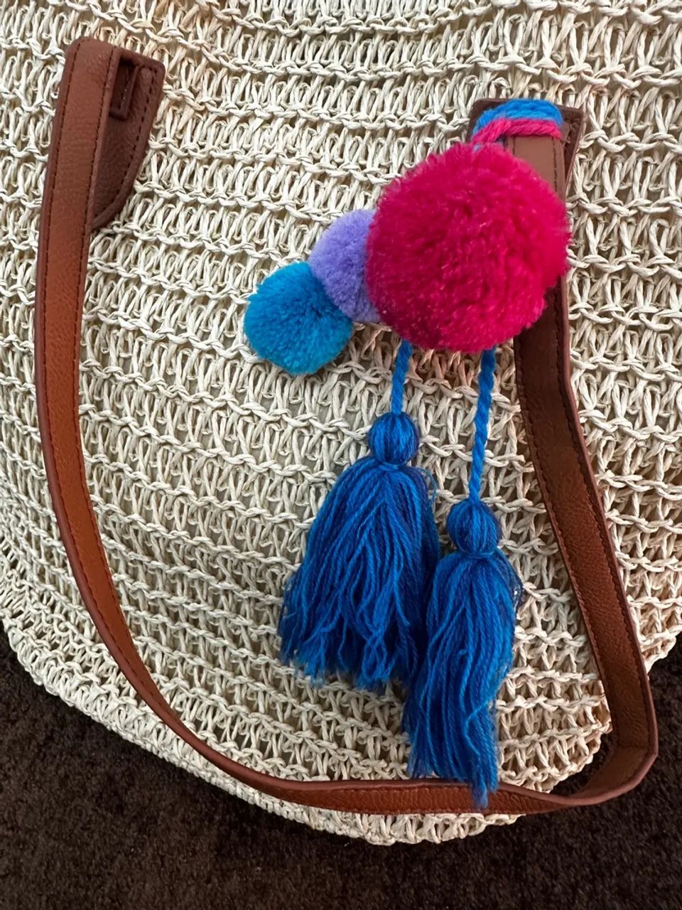 Bolsa de Praia de Palha com Pompom - Foto 2