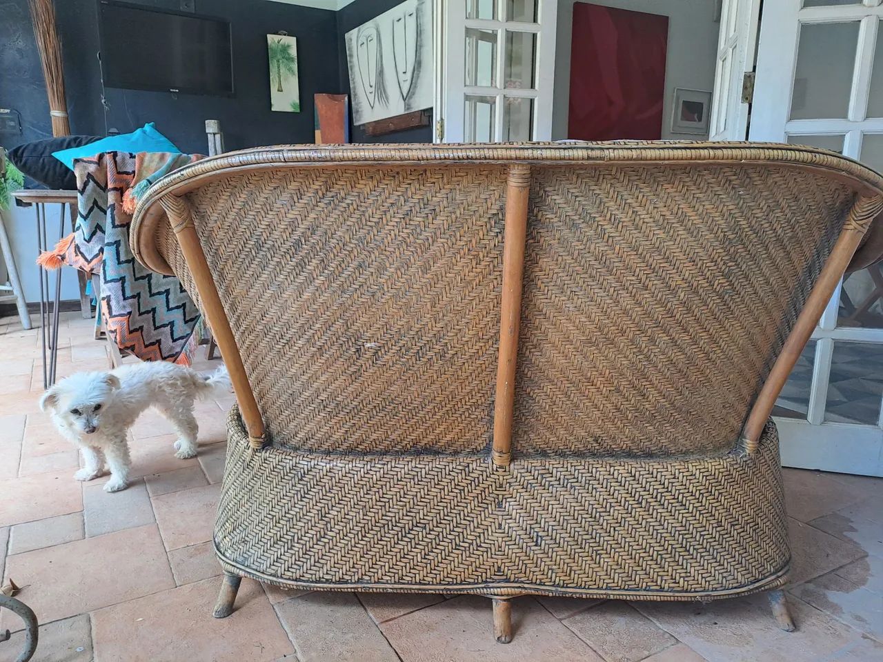 SOFÁ FIBRA NATURAL (2 lugares) importado de Bali com  estofado em capitone.  - Foto 3