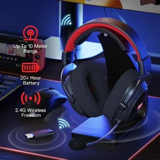Headset Gamer Redragon Zeus Pro Black Bluetooth e USB 7.1