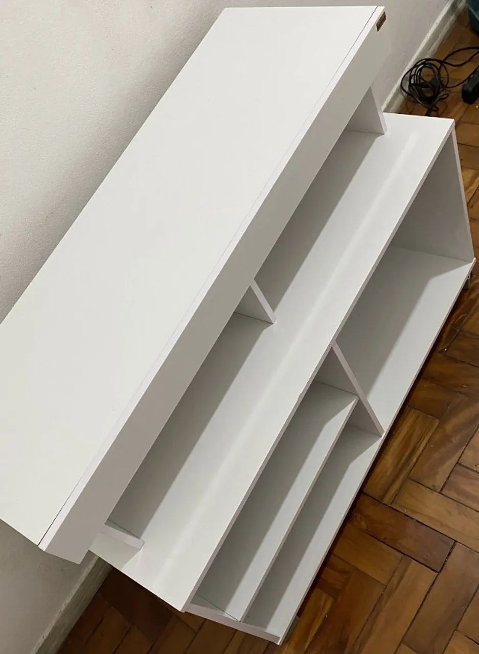 rack para tv slim até 42 polegadas c/ 5 nichos branco - permóbili - Foto 3