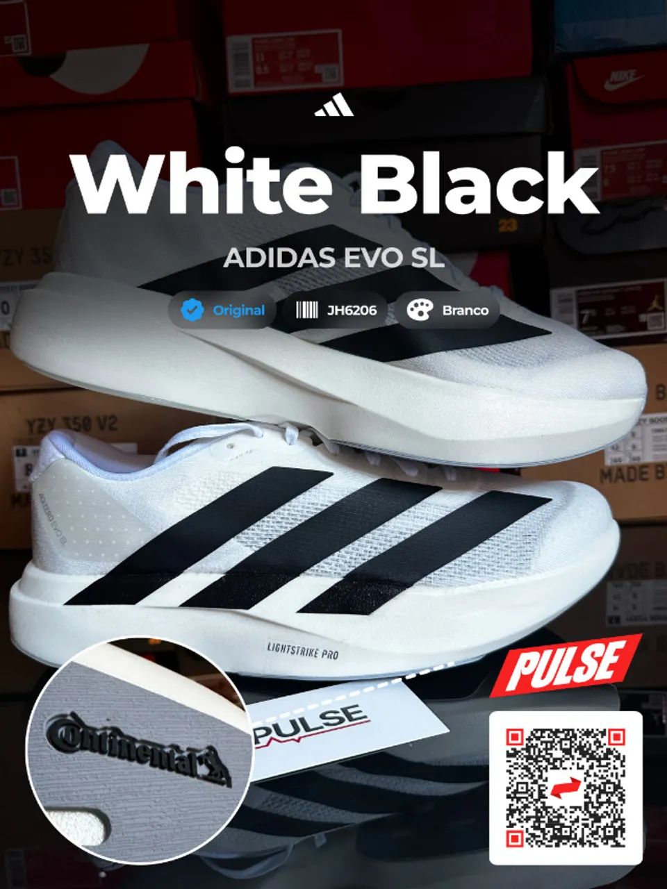 Adidas Adizero Evo SL White Black - tamanho 41, original