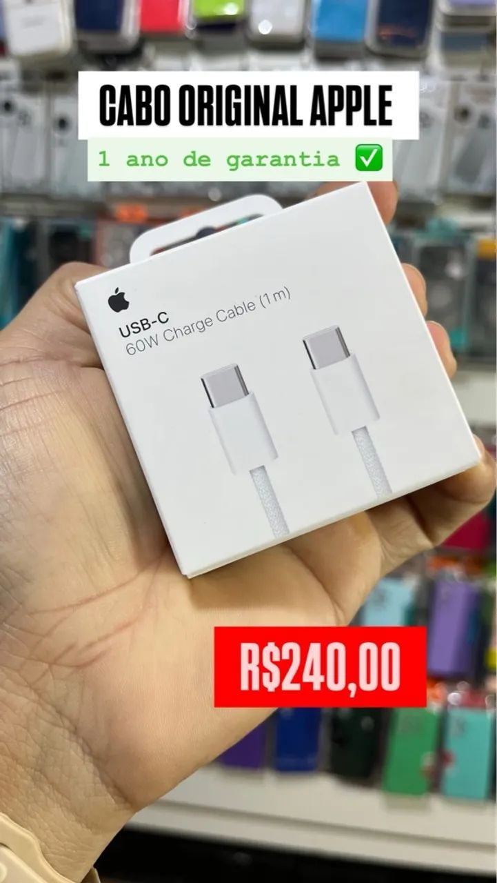 Cabo USB-C 60W Apple Original - 1 ano de garantia