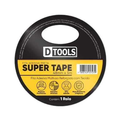 Fita Adesiva Super Tape Multiuso 48mm X 5mm - Preta