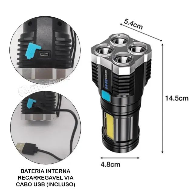 NEW USB CHARGING LANTERN WITH 4 LEDS, RECHARGEABLE BMAX
