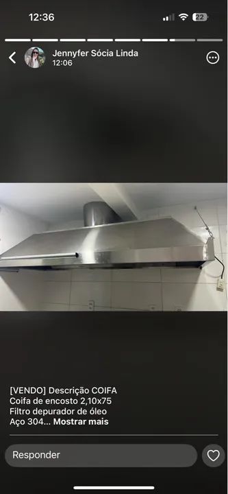 Coifa de Encosto 2,10x75 - Aço 304