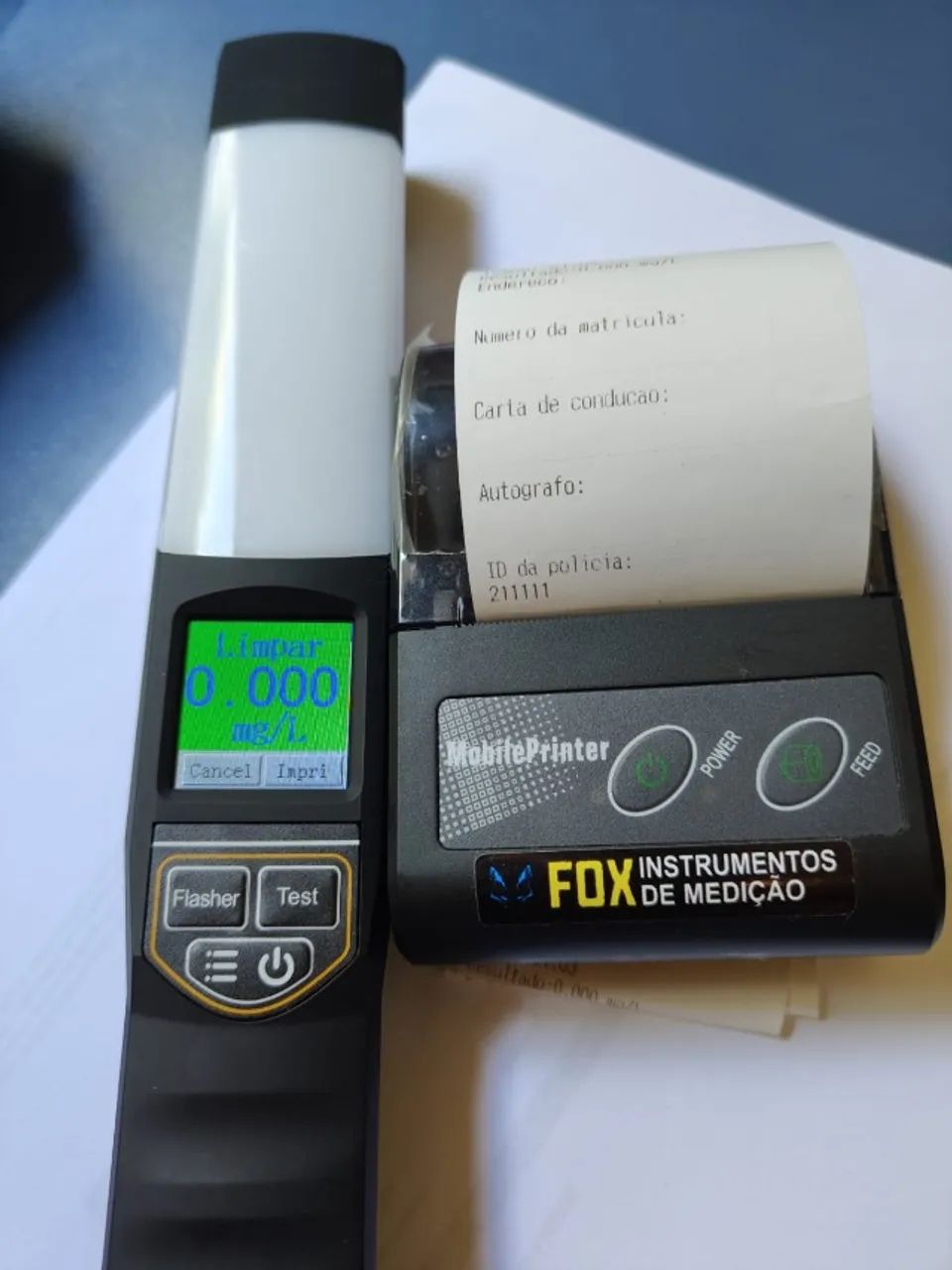 Bafometro com impressora
