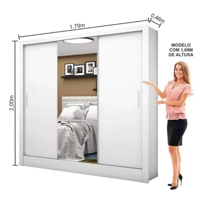 Guarda Roupa Dubai 3 P 1 Espelho 1,80 m - Produto Novo! Pronta Entrega!  - Foto 2