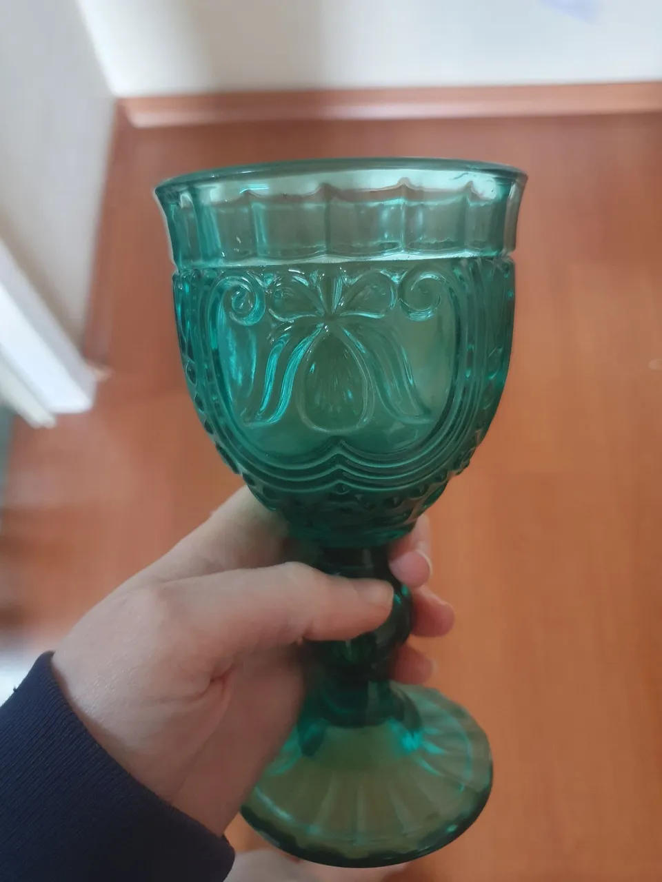 Taça de vidro verde Camicado decorada- 6 unidades