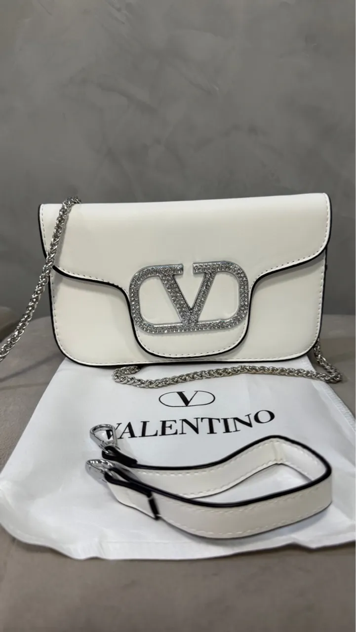 Bolsa Valentino Feminina Branca com Strass