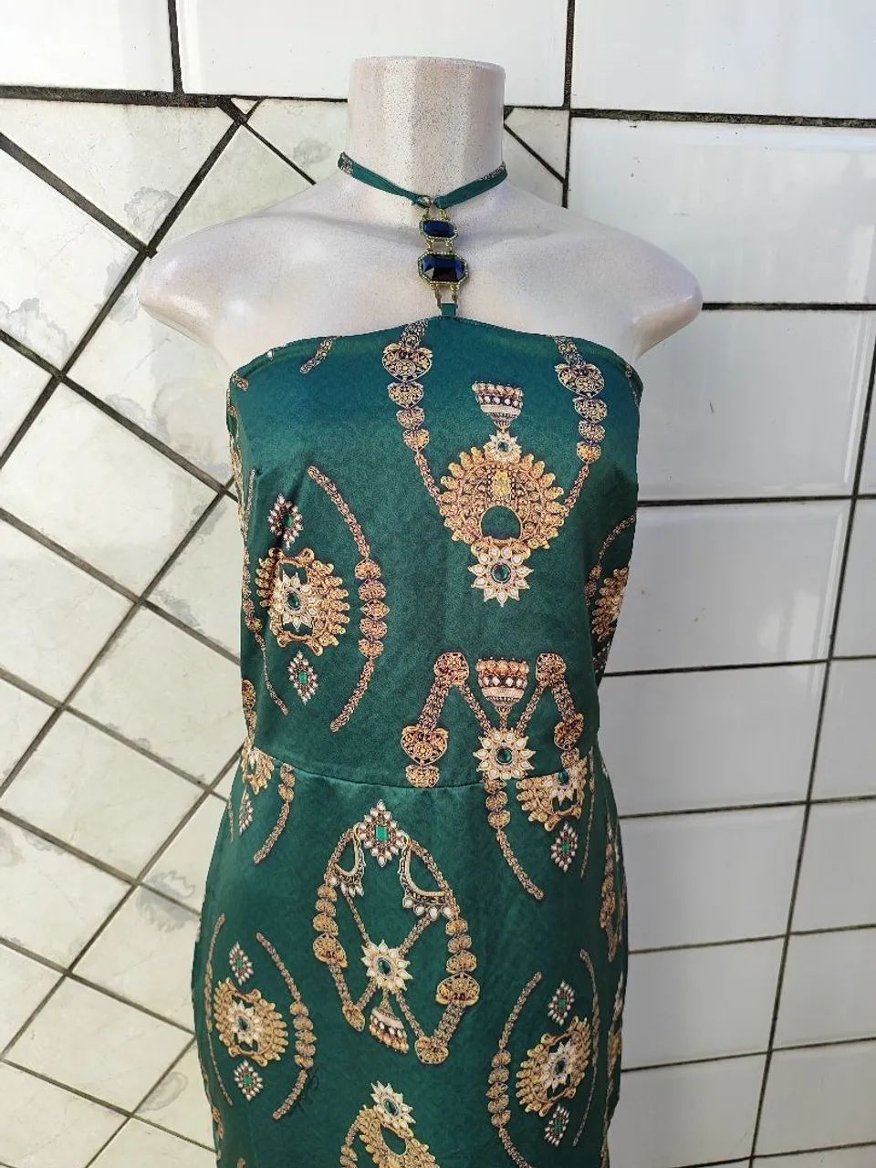 Vestido Longo Verde Estampado - Foto 2