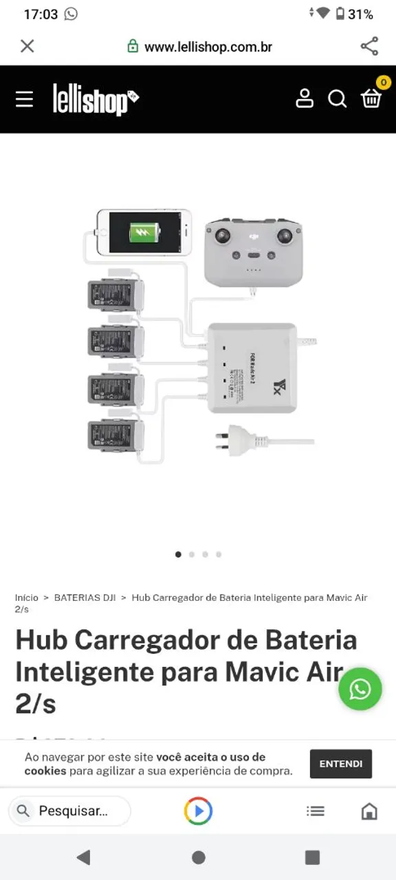 Hub Carregador de Bateria Inteligente para Mavic Air 2/s