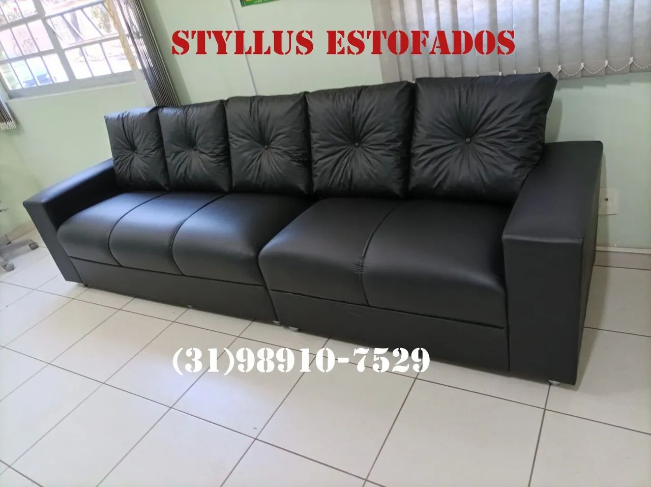 Sofá intense reto no courino 