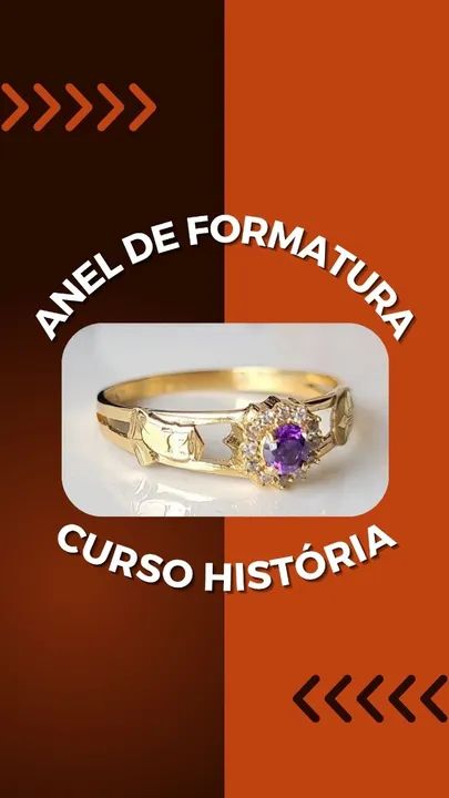 Anel de Formatura para o curso de História em Ouro 18k