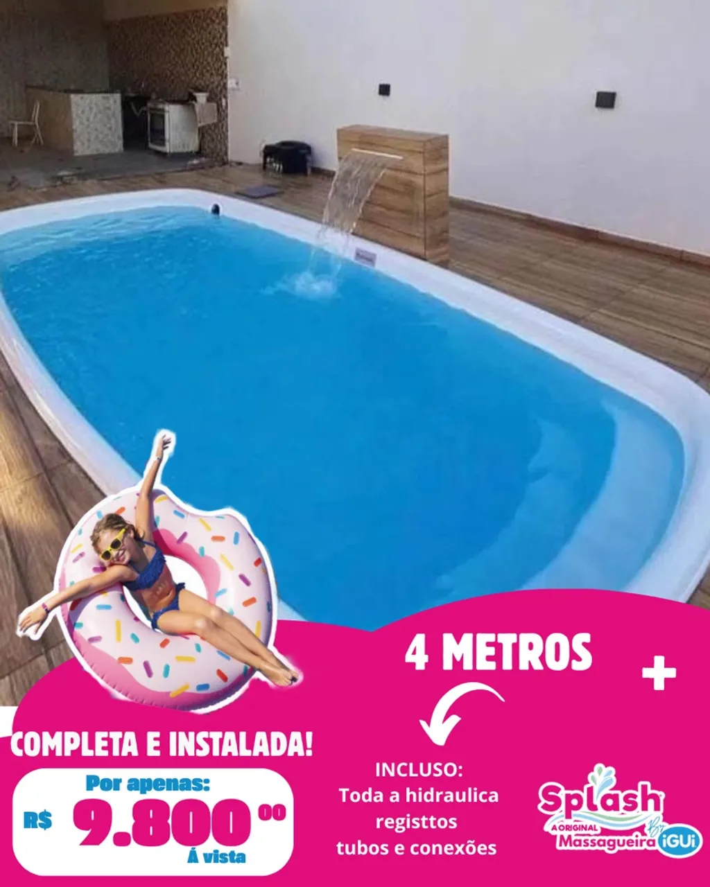 Piscina Completa e Instalada - 4 Metros