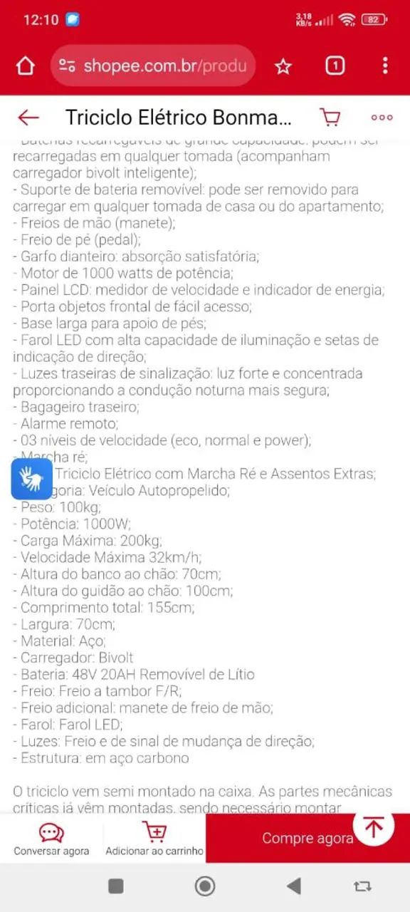 Triciclo Elétrico  - Foto 3