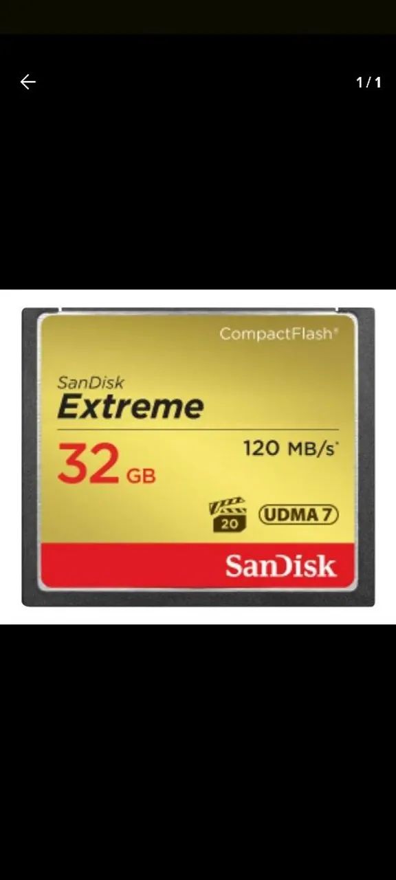 Cartão de Memória SanDisk Extreme CompactFlash 32GB 120MB/s UDMA 7