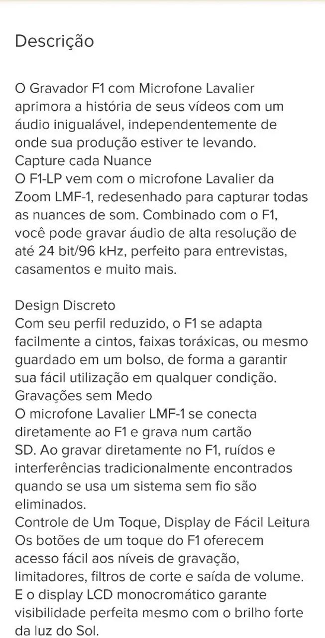 Gravador ZOOM F1-lp Field com microfone de lapela - Foto 3