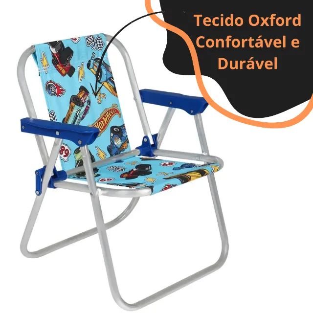 Cadeira Infantil Azul Hot Whels em Alumínio. Praia, Piscina, Jardim, Campo. - Foto 3