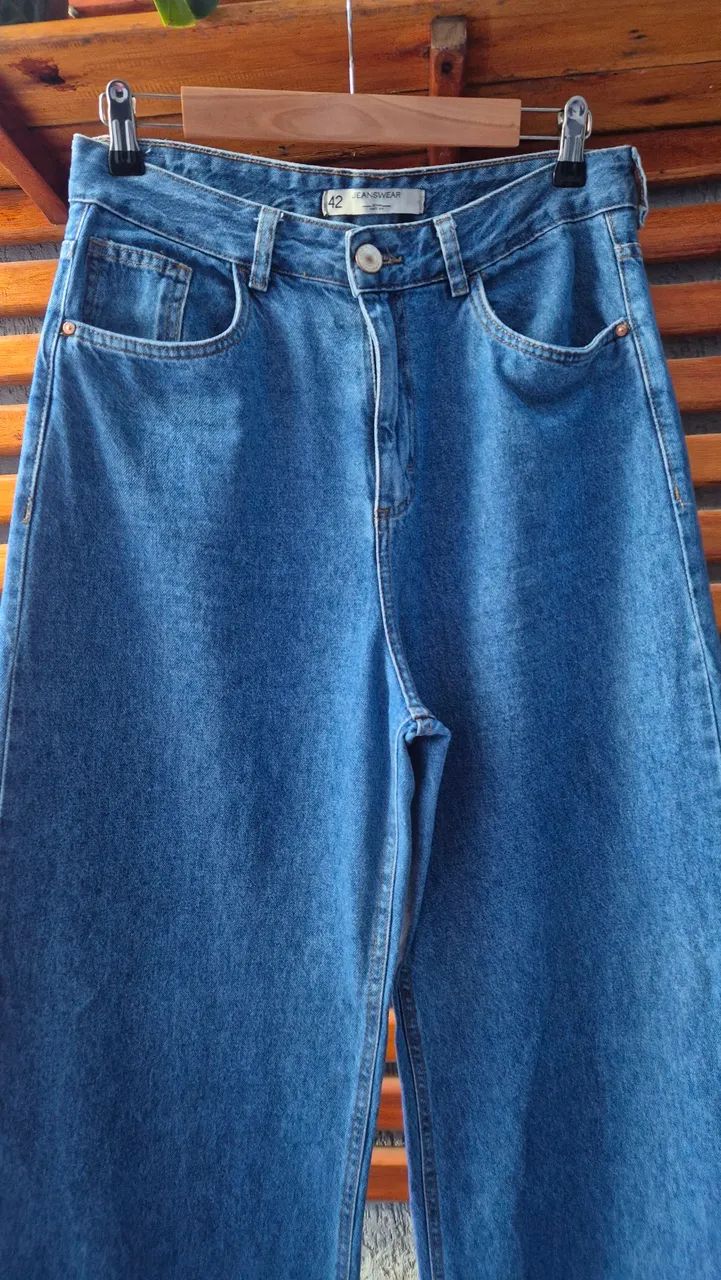 Calça jeans feminina wide leg  tam 42 - Foto 3