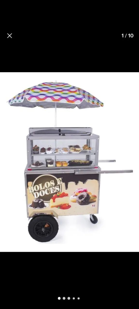 Carrinho expositor para bolos e doces gourmet 