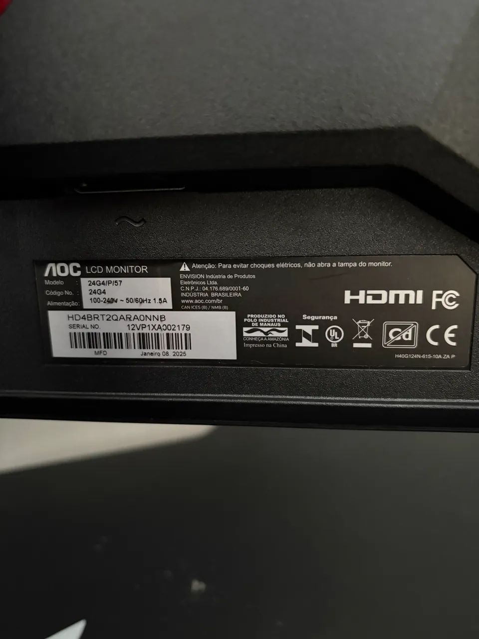 Monitor gamer 180hz AOC
