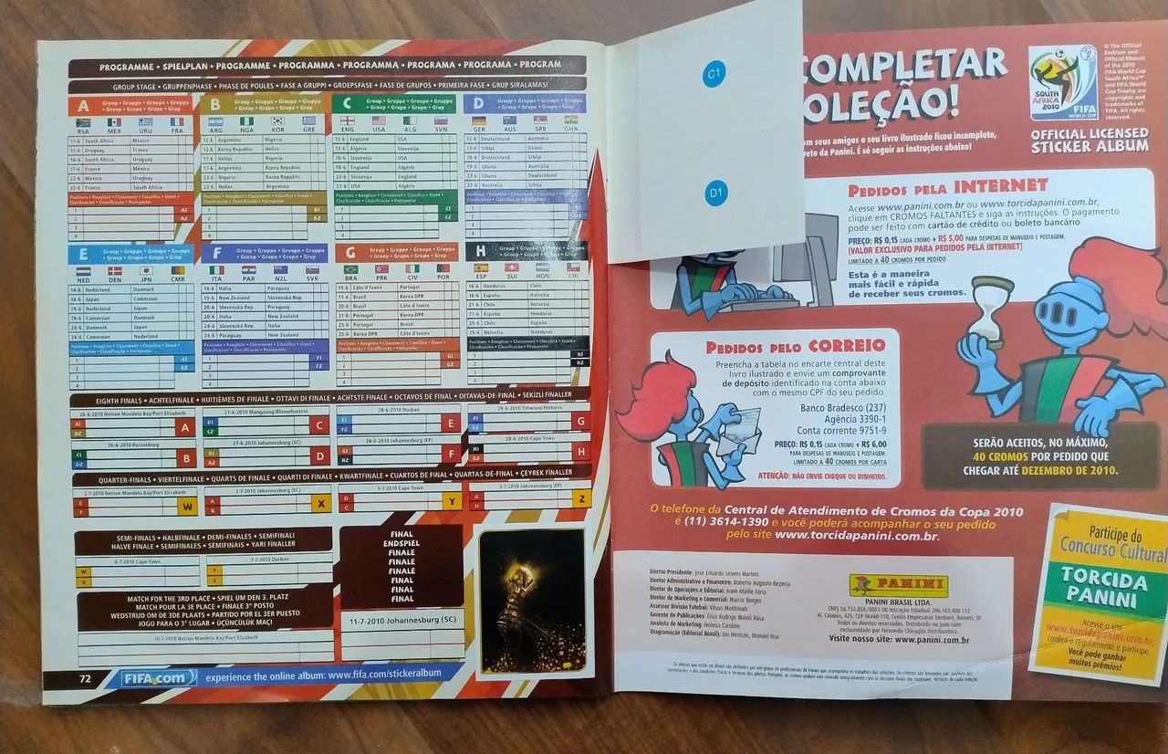 álbum completo da copa do mundo de 2010, raridade. pequena avaria na contra capa. - Foto 4