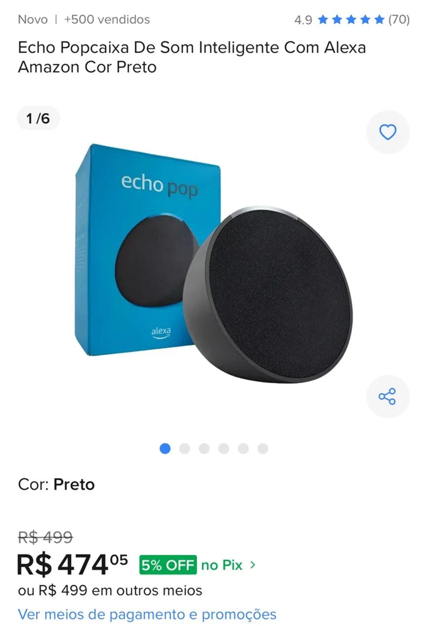 Alexa Echo Pop Cor Preta  - Foto 5