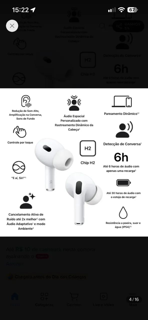 Apple Airpods Pro 2 Geração Original - Fones de Ouvido - Vila