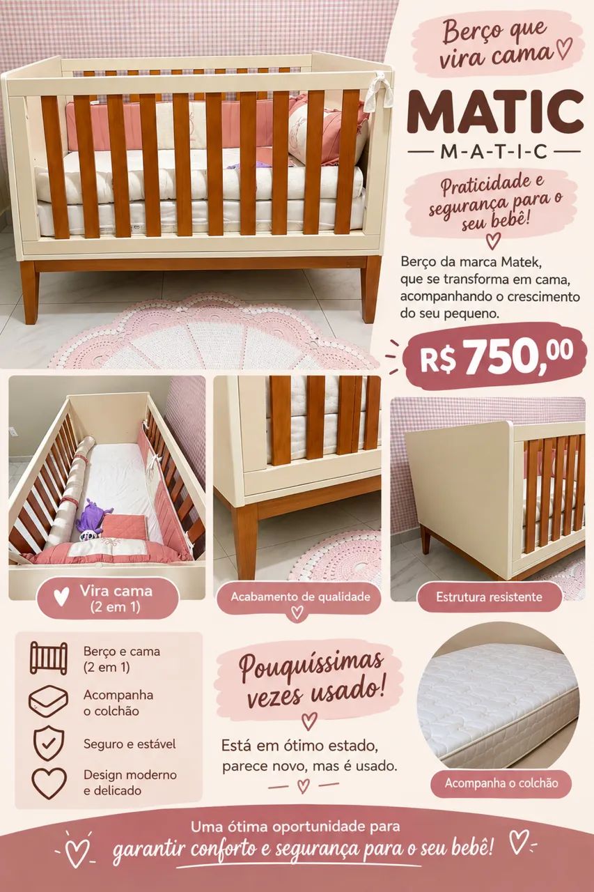 BERÇO DA MATIC que vira cama 