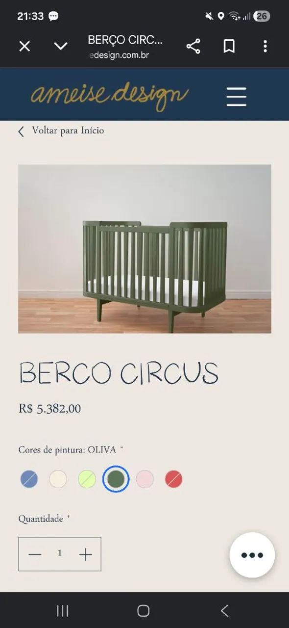 Berço circus Ameise Design verde oliva