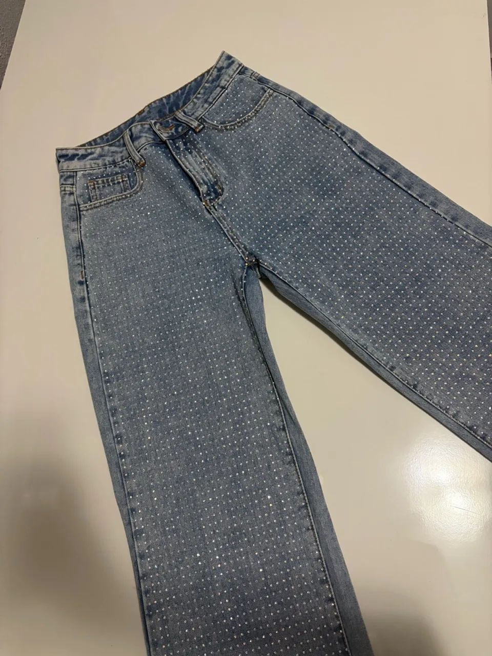 calça jeans shein strass azul 34