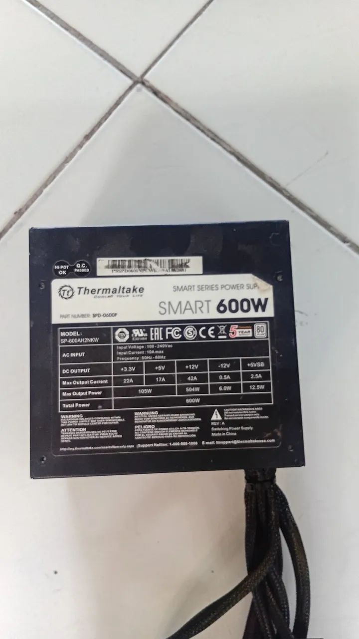 FONTE ATX GAMER 600W 80 PLUS