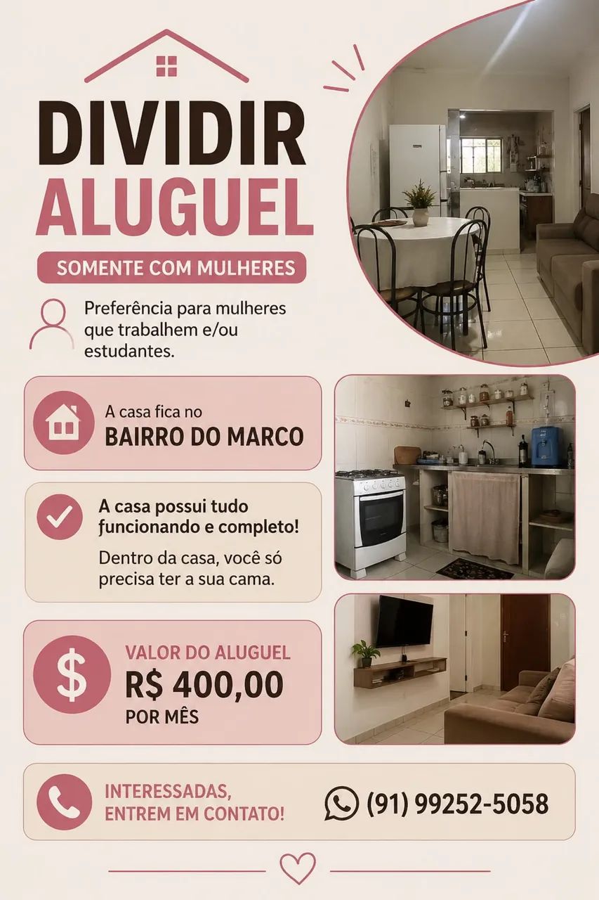 Dividir aluguel somente com mulheres