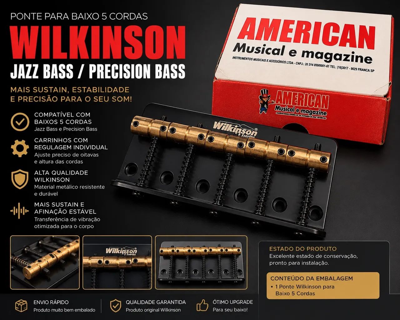 ponte baixo 5 cordas jazz precision WILKINSON NOVA