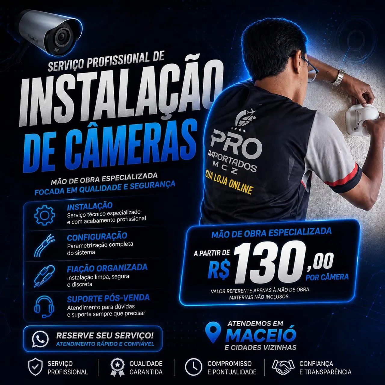 Instalação de câmeras Wi-Fi e DVR