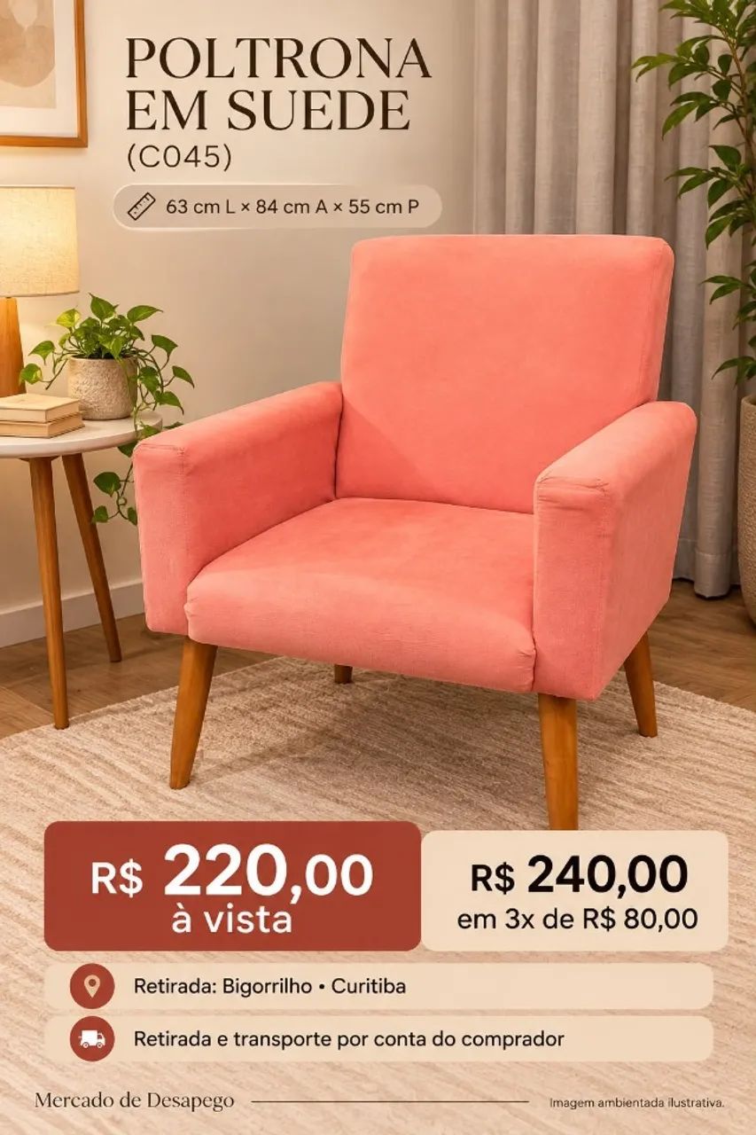 POLTRONA EM SUEDE (C045)